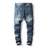 Men's Mid Waist Straight Pants Motorcycle Nostalgic Jeans